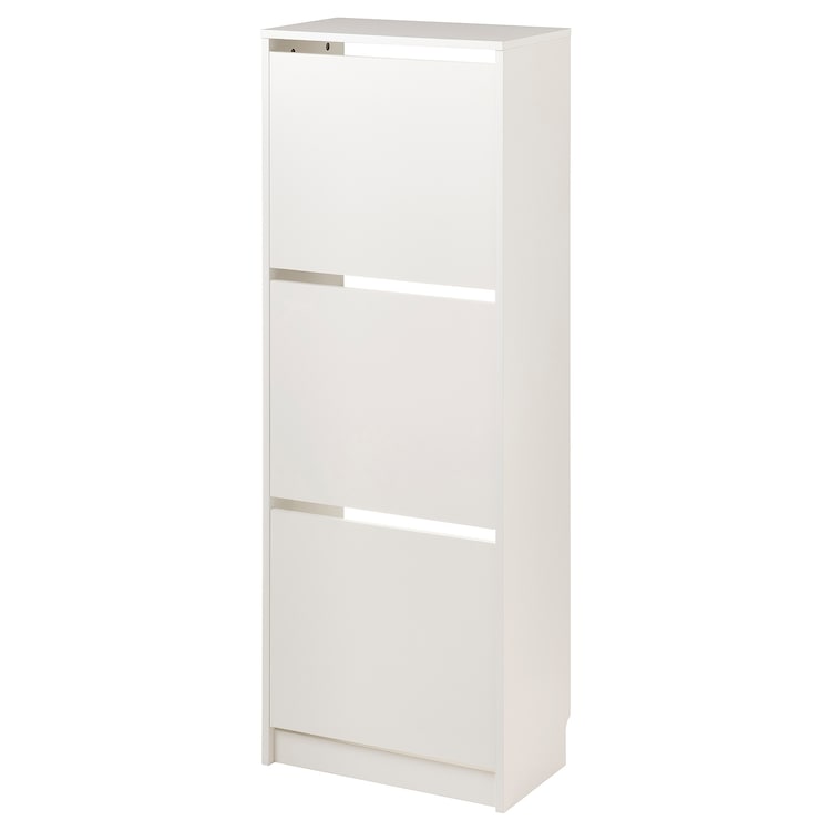Shoe cabinet with 3 compartments, white