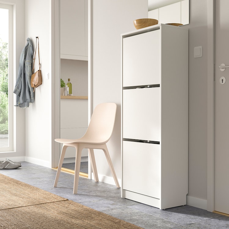 Shoe cabinet with 3 compartments, white - Image 2