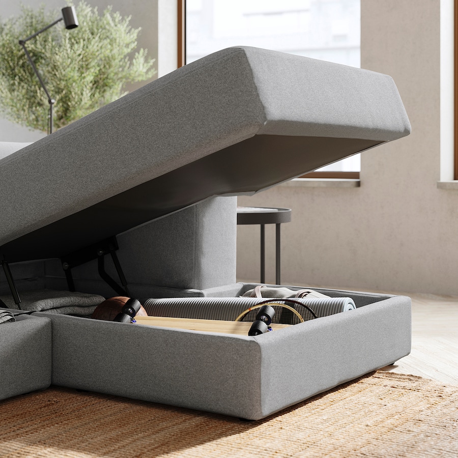 U-shaped sofa, 7-seat, with chaise longue, right with headrests/Tonerud grey - Image 3