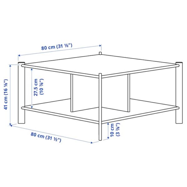 Coffee table, white/light bamboo, 80x80 cm - Image 3
