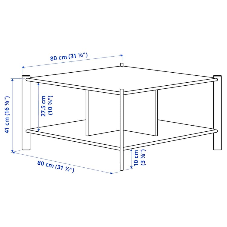 Coffee table, white/light bamboo, 80x80 cm - Image 3