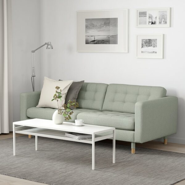 3-seat sofa, Gunnared light green/wood - Image 2