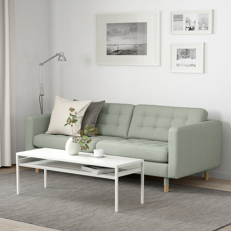 3-seat sofa, Gunnared light green/wood - Image 2