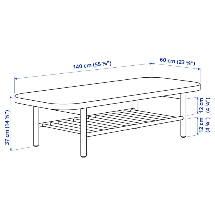 Coffee table, oak veneer, 140x60 cm - Image 3