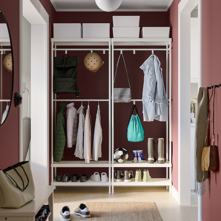 Coat rack with shoe storage unit, white - Image 2