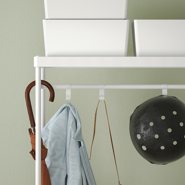Coat rack with shoe storage unit, white - Image 3