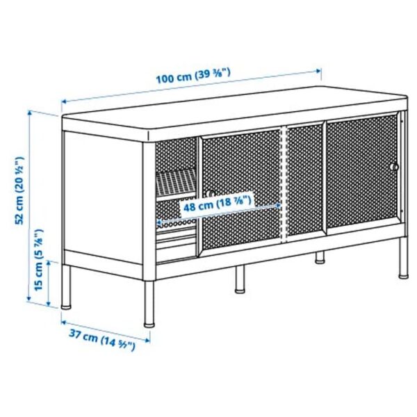 Storage bench with sliding doors, white - Image 4