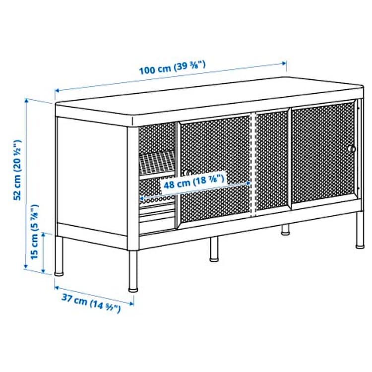 Storage bench with sliding doors, white - Image 4