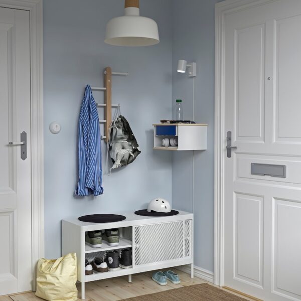 Storage bench with sliding doors, white - Image 2
