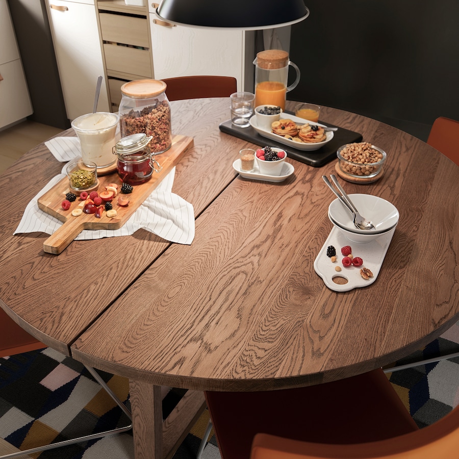 Table, oak veneer brown stained, 145 cm - Image 3