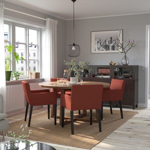 Table, oak veneer brown stained, 145 cm - Image 2