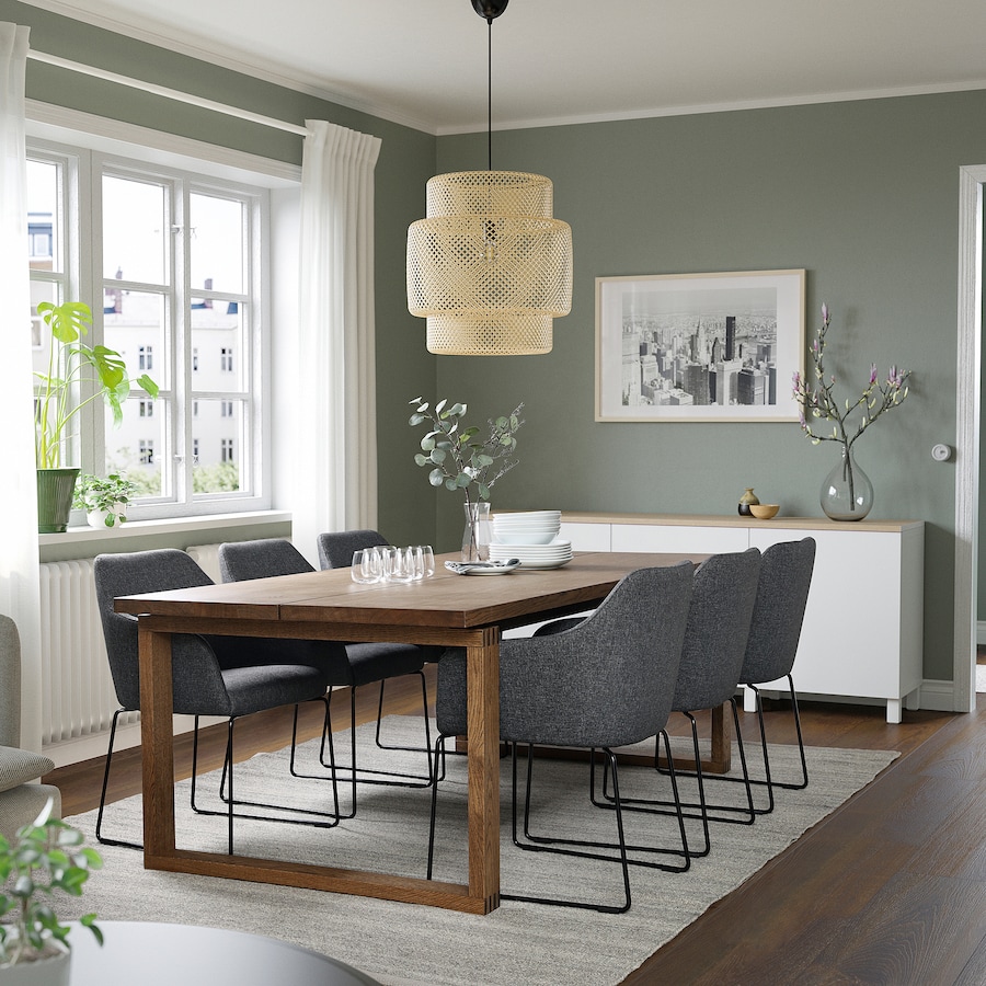 Table, oak veneer brown stained, 220x100 cm - Image 2