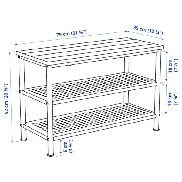 Bench with shoe storage, black - Image 3