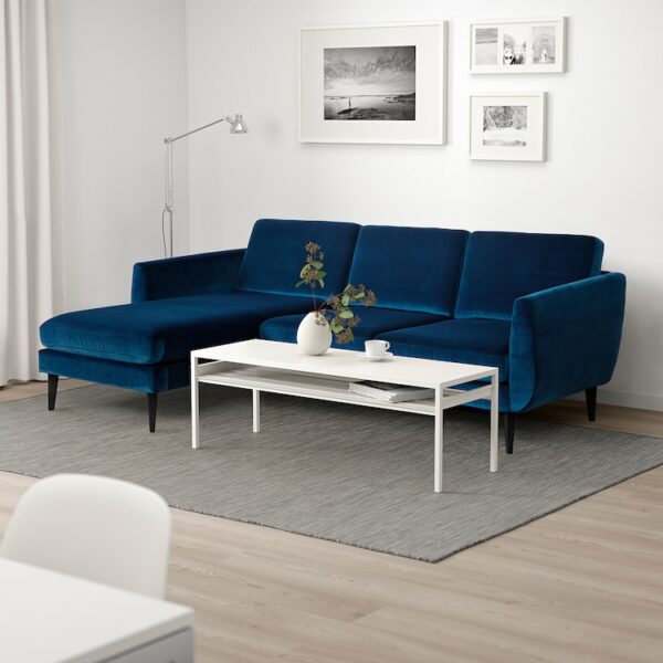 3-seat sofa with chaise longue, Djuparp dark green-blue/black - Image 2