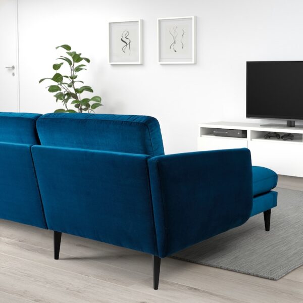 3-seat sofa with chaise longue, Djuparp dark green-blue/black - Image 3