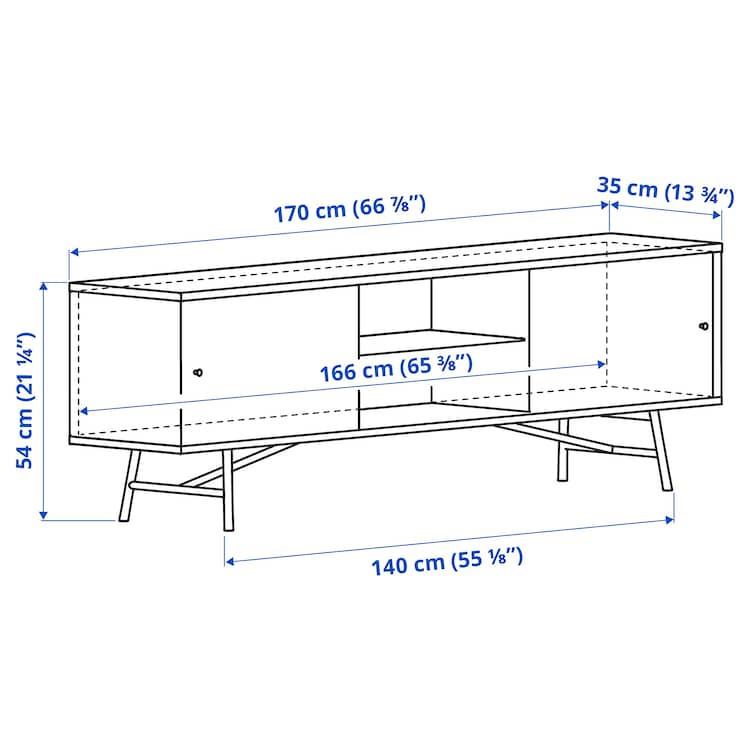 TV bench with sliding doors, bamboo - Image 4